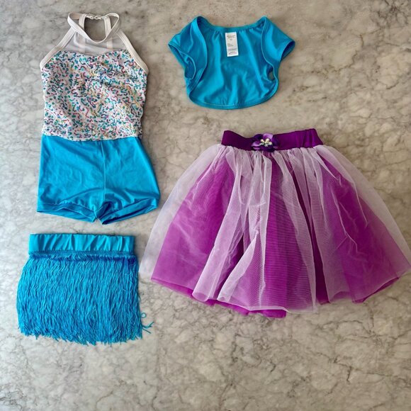 Weissman Dance Costume Small Child 6 6X Blue Purple Sequin Ballet Tap Jazz Dress - Picture 2 of 11